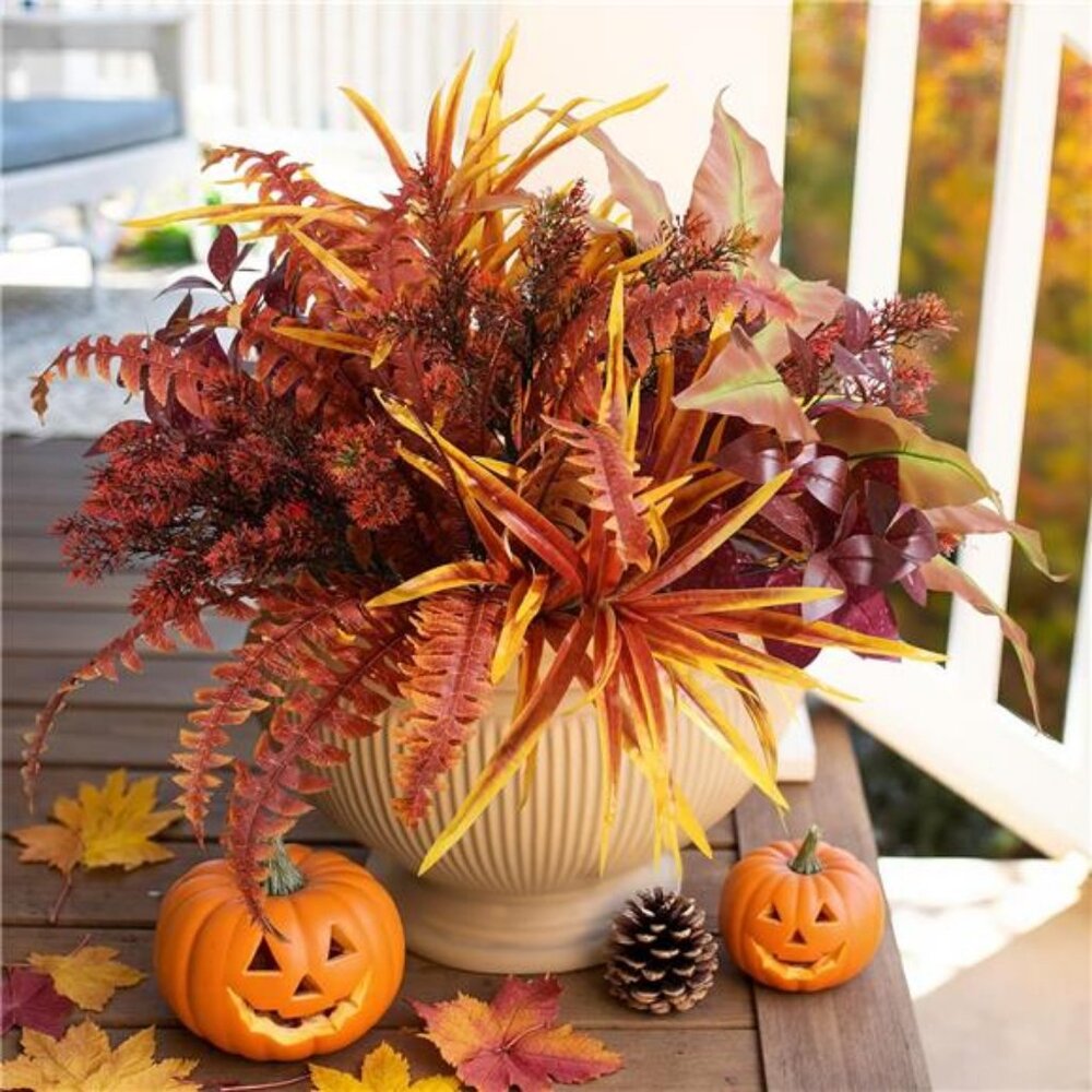 Artificial Fall Plant Large Bunches Greenery Plants Fake Plastic Leaves